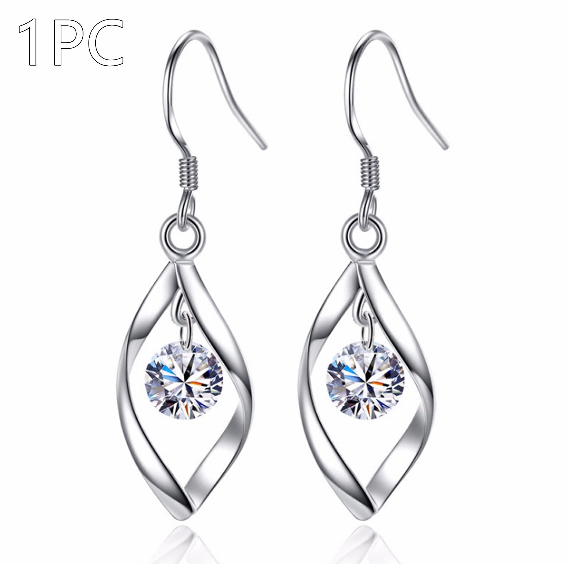 Trendy Silver Earrings with Zircon Accent – Lightweight & Stylish