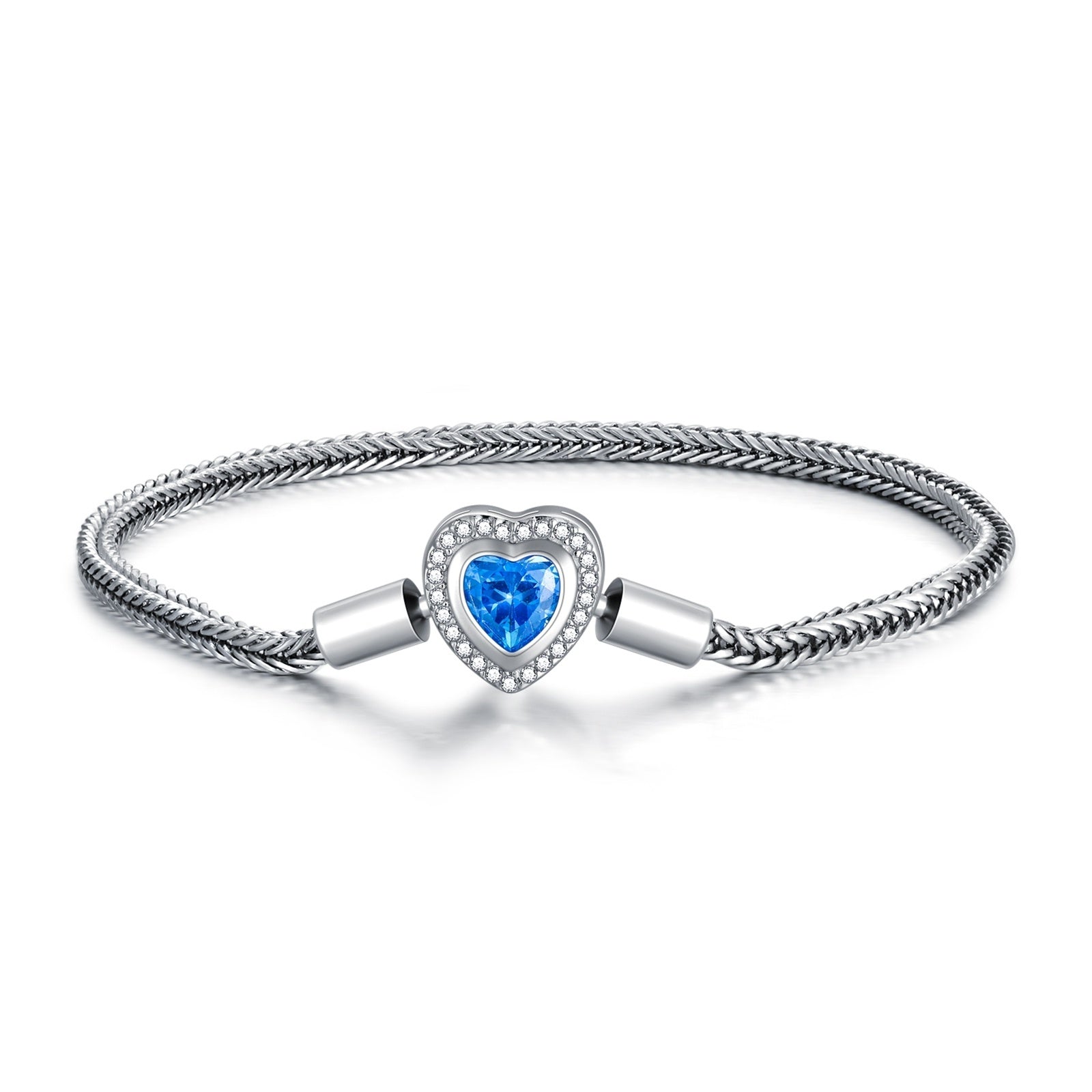 Heart Bead Charm Bracelet in 925 Sterling Silver