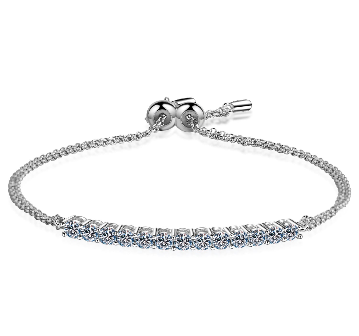 Sterling Silver Bracelet with 13K Moissanite