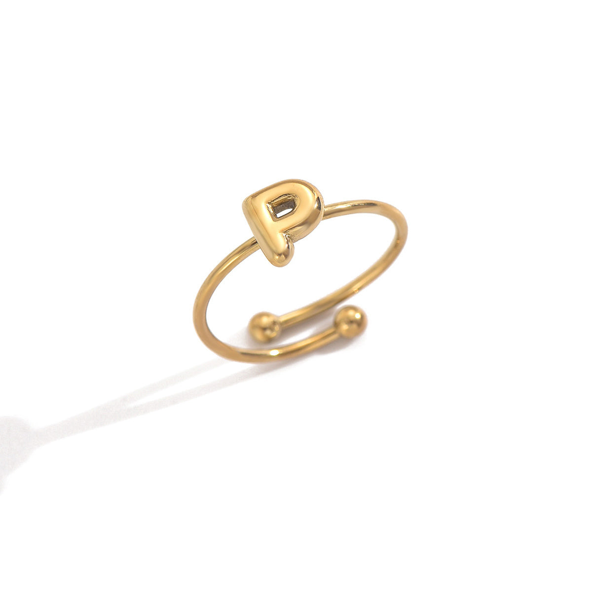 ✨ Laxly 18K Gold-Plated Stainless Steel Initial Ring for Women – Adjustable Minimalist A-Z Letters