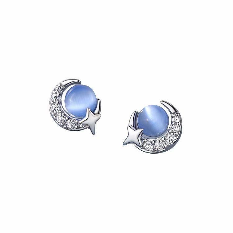 Mini Blue Zircon Starry Sky Earrings – Elegant Jewellery for Her