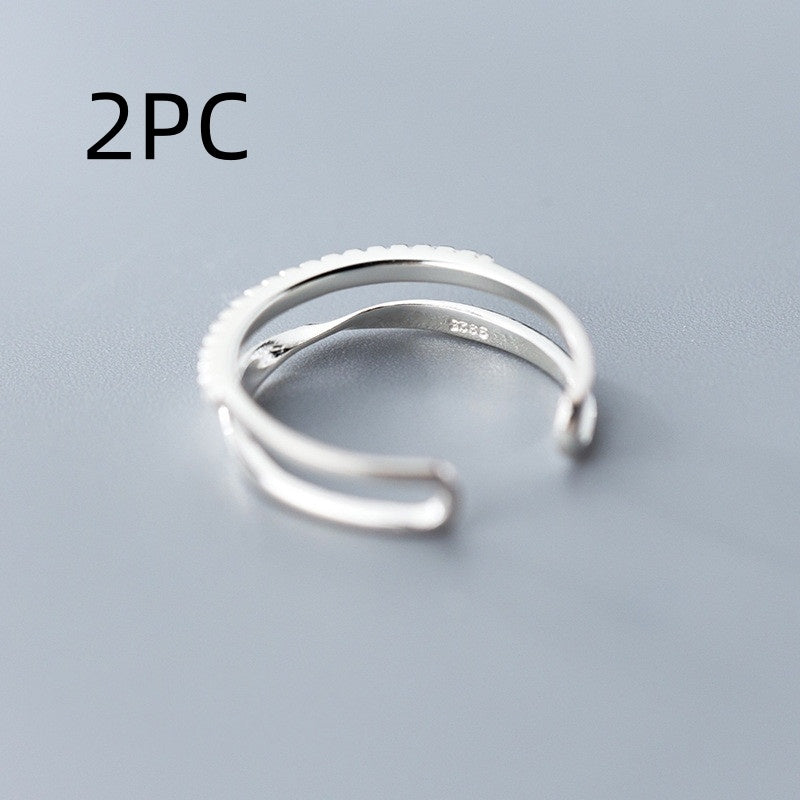 Double-Row Twisted Drill Ring – Adjustable Hand Jewelry