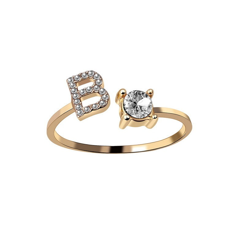 Trendy Alphabet Ring – Personalized Adjustable Jewelry