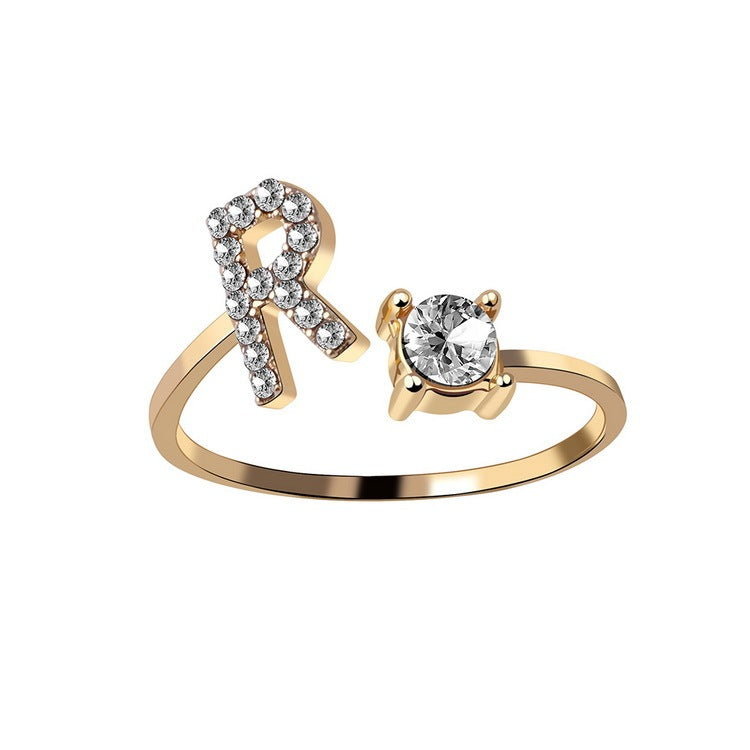 Trendy Alphabet Ring – Personalized Adjustable Jewelry