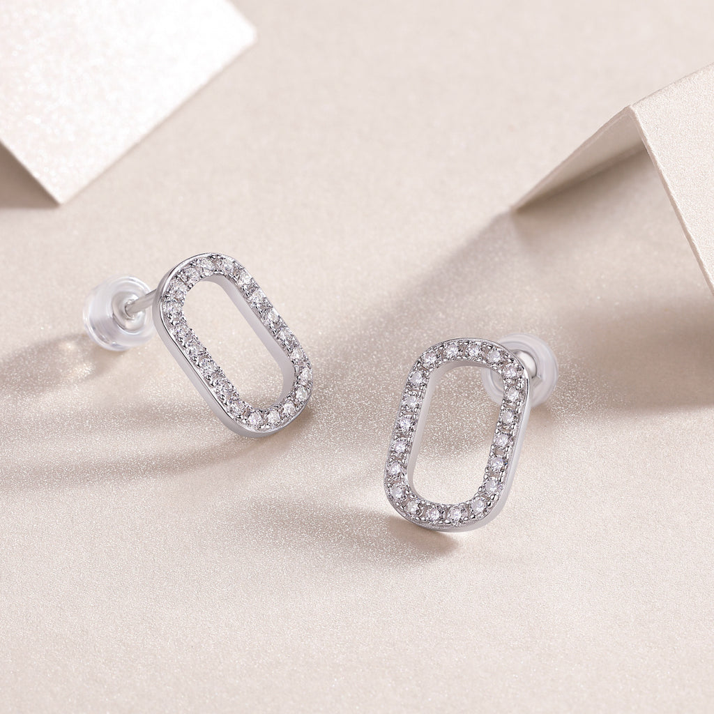 Minimalist Sterling Silver Stud Earrings with Moissanite