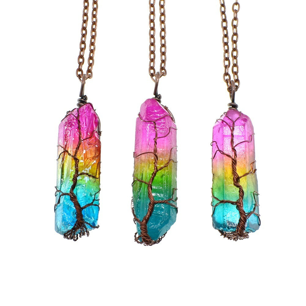 Tree of Life Crystal Pendant Necklace – Healing Stone Jewellery