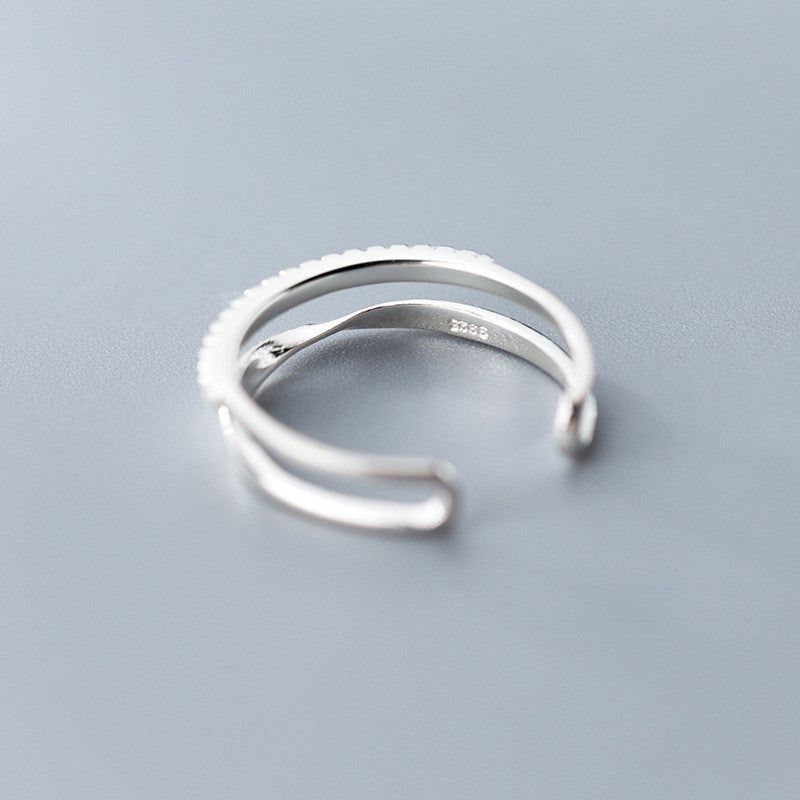 Double-Row Twisted Drill Ring – Adjustable Hand Jewelry