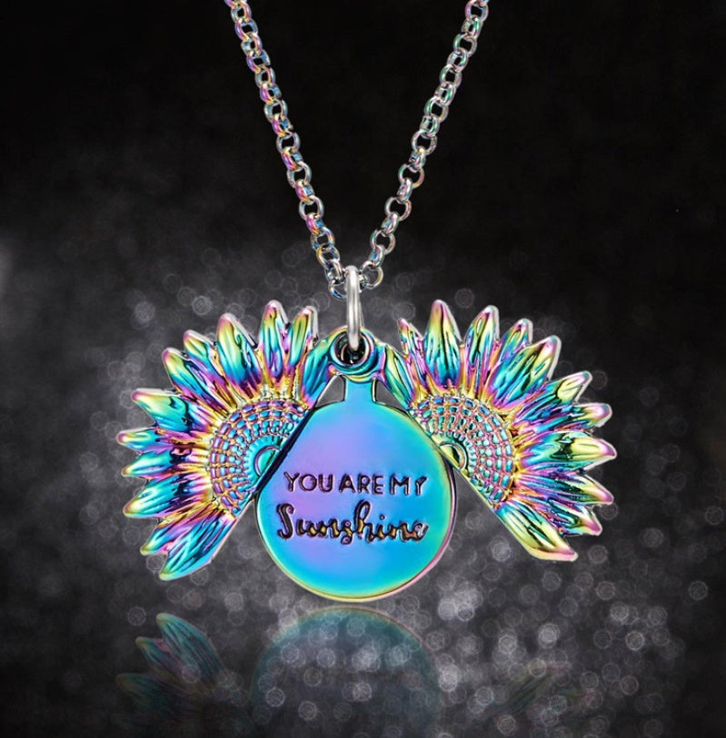 Fashionable Double Letter Pendant Necklace – Sunflower Motif