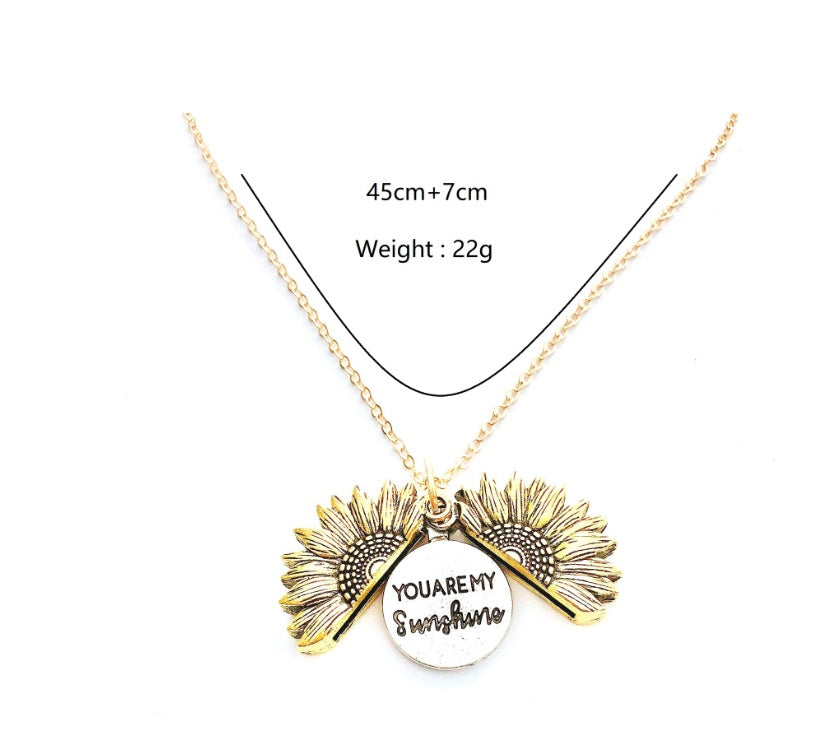 Fashionable Double Letter Pendant Necklace – Sunflower Motif