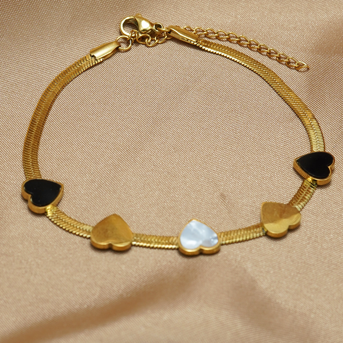 ✨ Laxly 18K Gold-Plated Stainless Steel Heart Necklace & Bracelet Set for Women