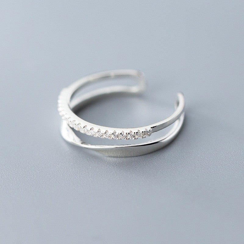 Double-Row Twisted Drill Ring – Adjustable Hand Jewelry