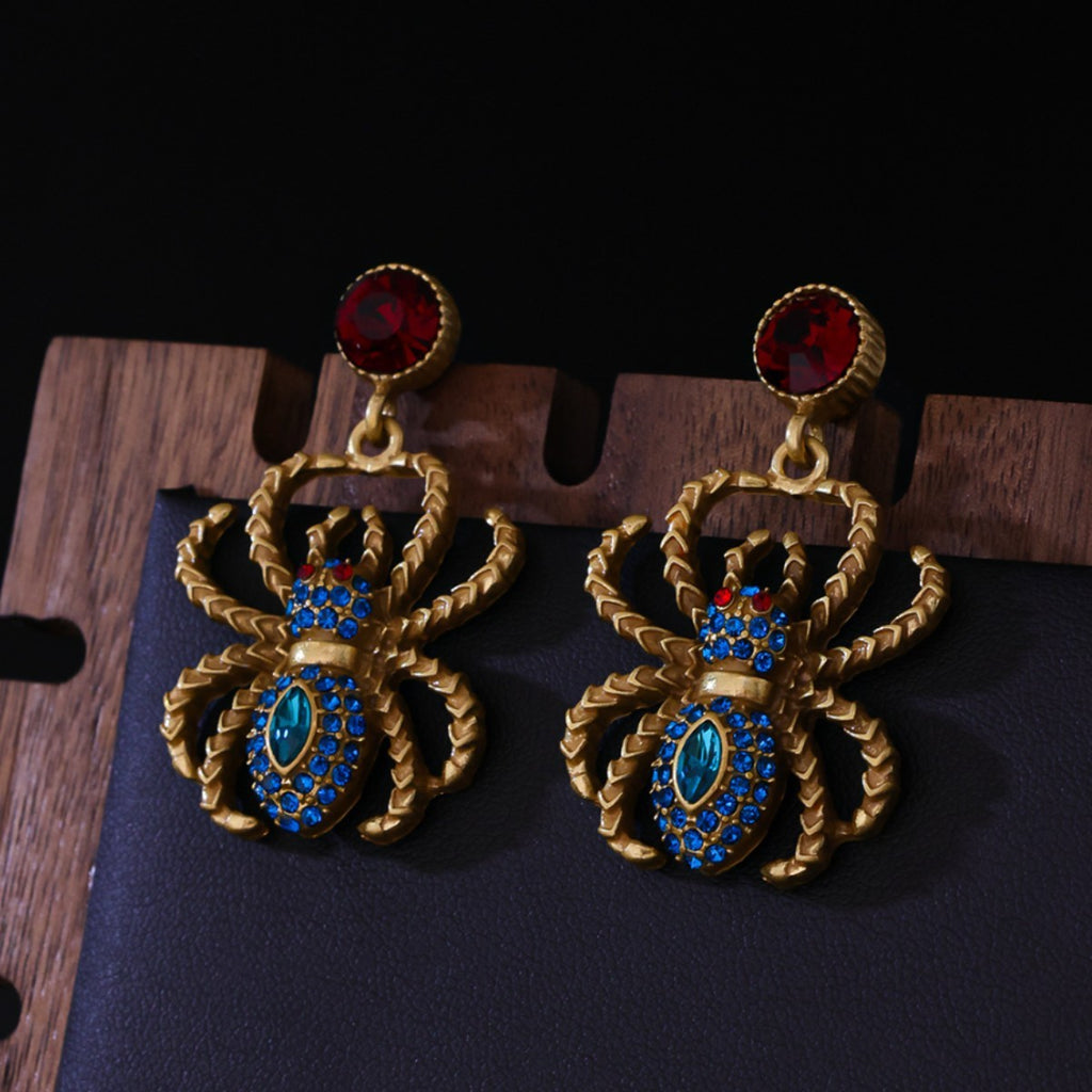 High-End Ruby Spider Earrings – Artistic & Luxury Style