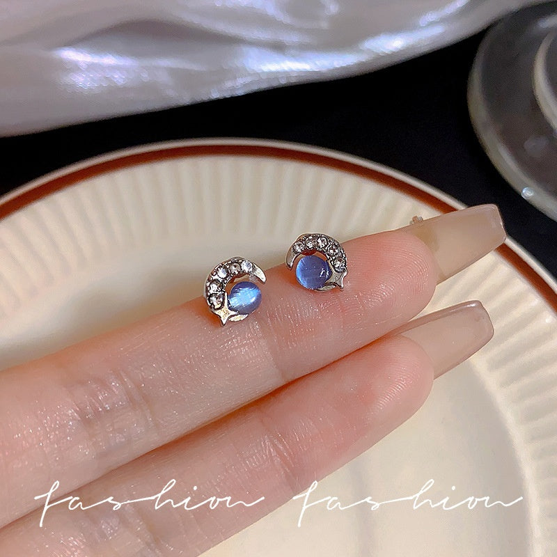 Mini Blue Zircon Starry Sky Earrings – Elegant Jewellery for Her