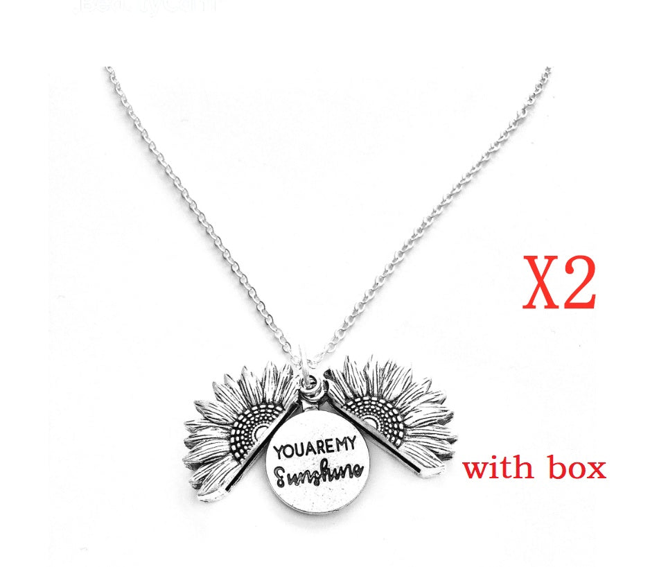 Fashionable Double Letter Pendant Necklace – Sunflower Motif