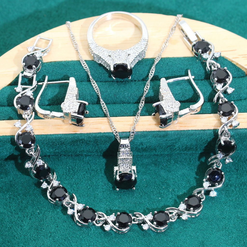Wedding Zircon Chain Jewelry Set – 4 Pieces
