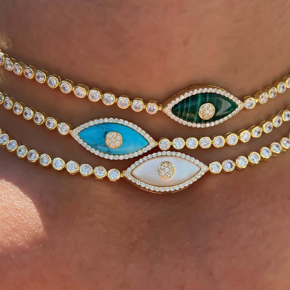 18K Electroplated Devil’s Eye Zircon Pendant Necklace