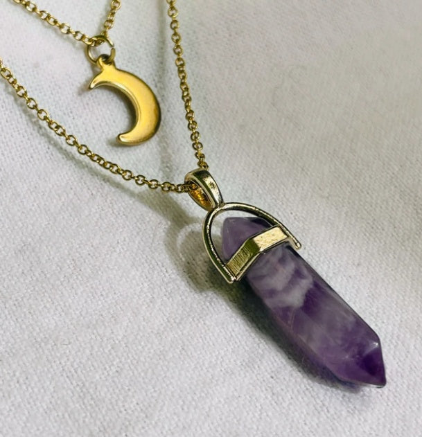 Moon Hexagonal Column Pendant Necklace – Simple & Chic