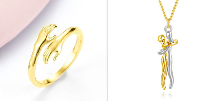 Unisex Hands Hug Ring – Adjustable Everyday Jewellery