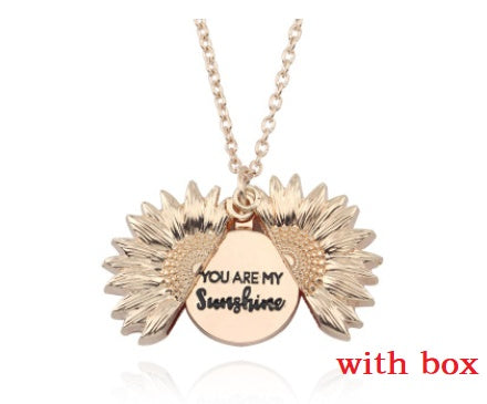Fashionable Double Letter Pendant Necklace – Sunflower Motif