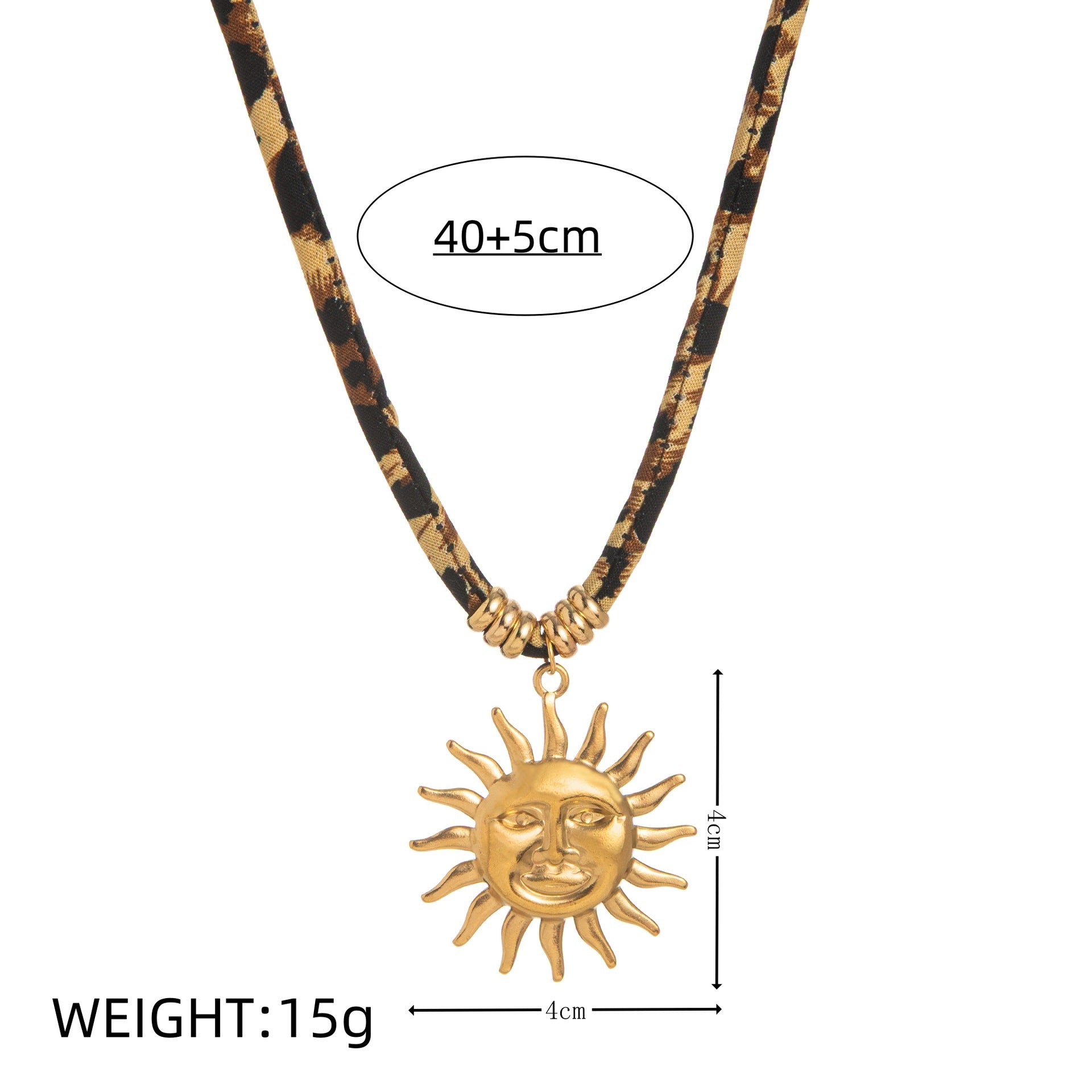 Trendy Women's Jewellery – Geometric Pendant with Leopard Print Rope
