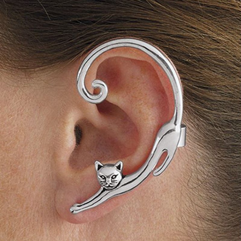 Single Cat Stud Earring – Rock Style Ear Cuff Accessory