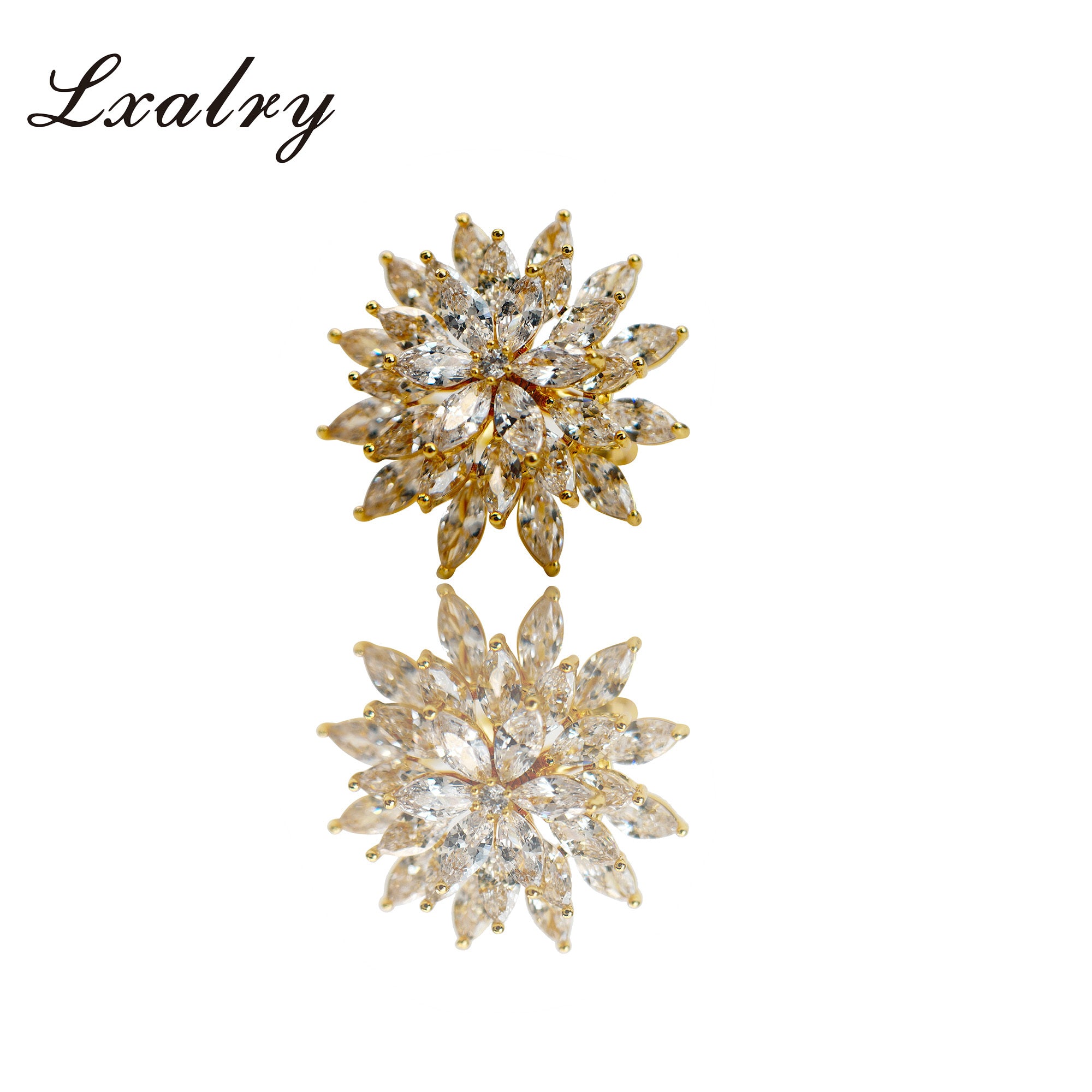 ✨ Laxly 18K Gold-Plated Copper Flower Jewellery Set – Baroque Statement Ring & Earrings
