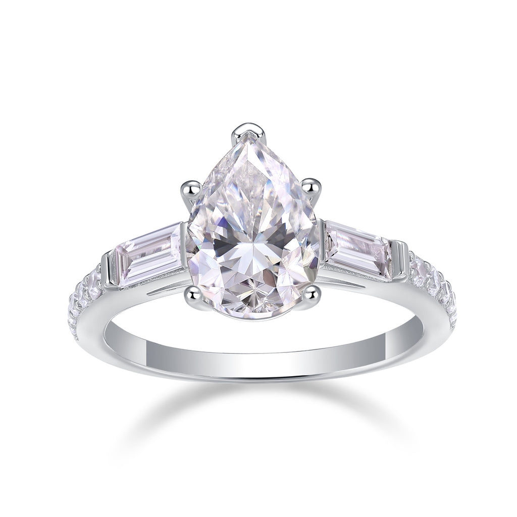 Luxury Moissanite Silver Ring Set – Large Diamond Design