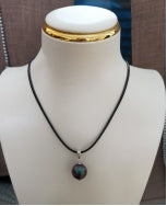 ✨ Crystal Pearl Necklace with Copper & Leather Cord