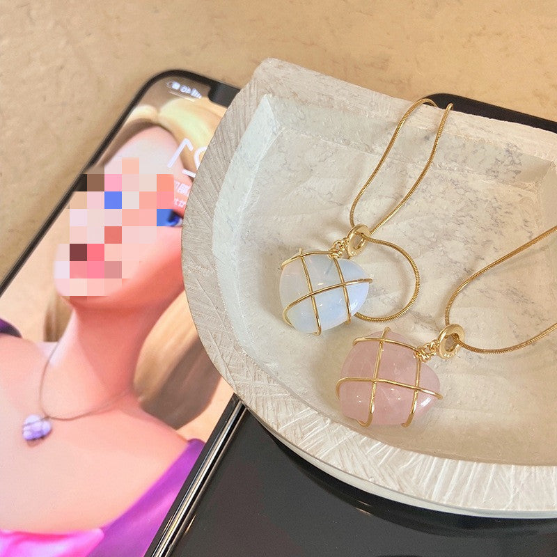 Fashion Girl’s Moonstone Necklace – Cartoon Love Pendant