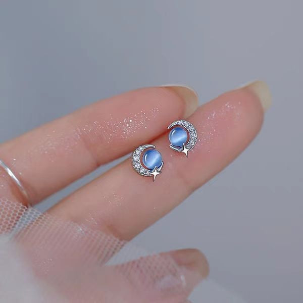 Mini Blue Zircon Starry Sky Earrings – Elegant Jewellery for Her