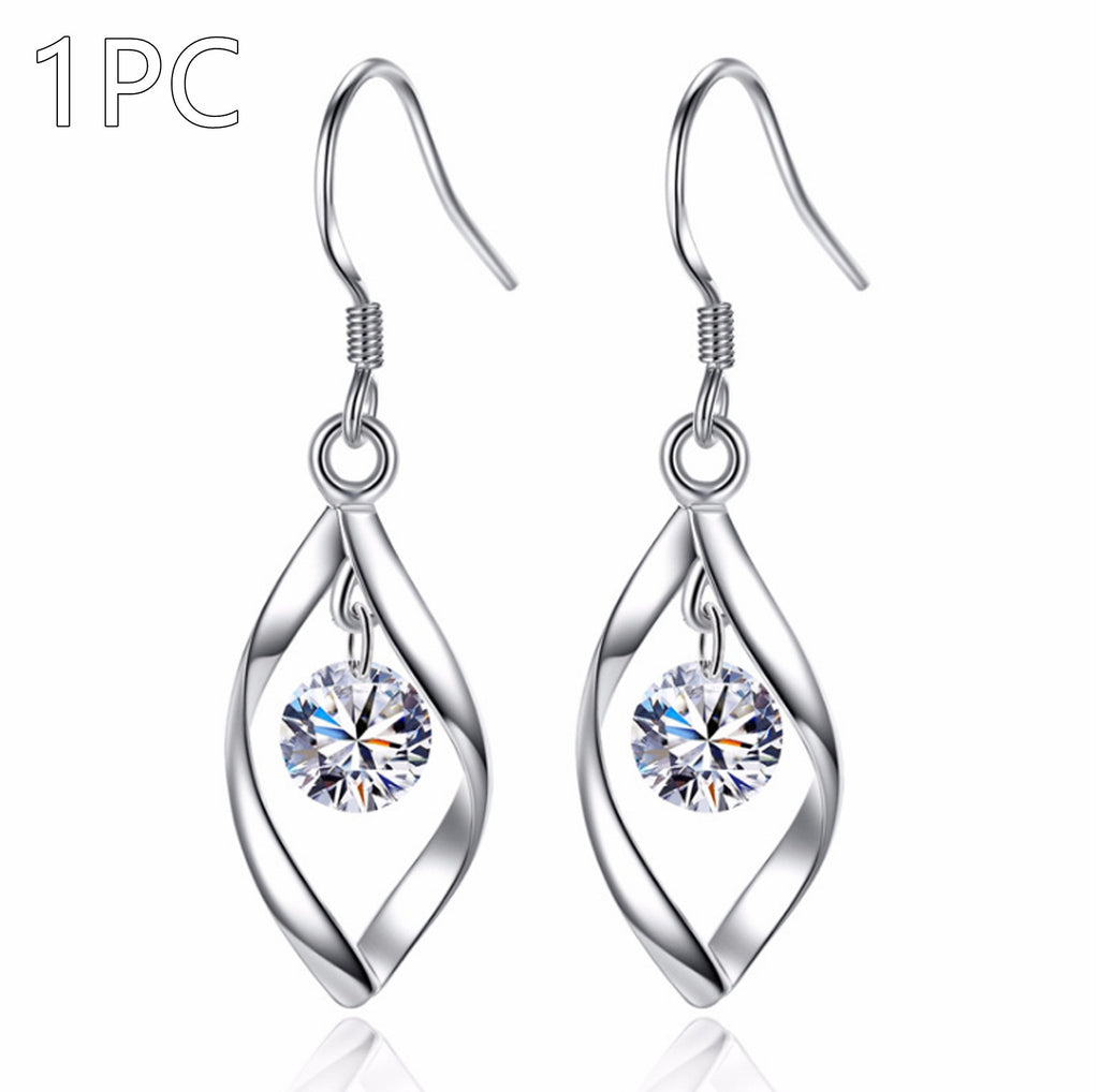 Trendy Silver Earrings with Zircon Accent – Lightweight & Stylish