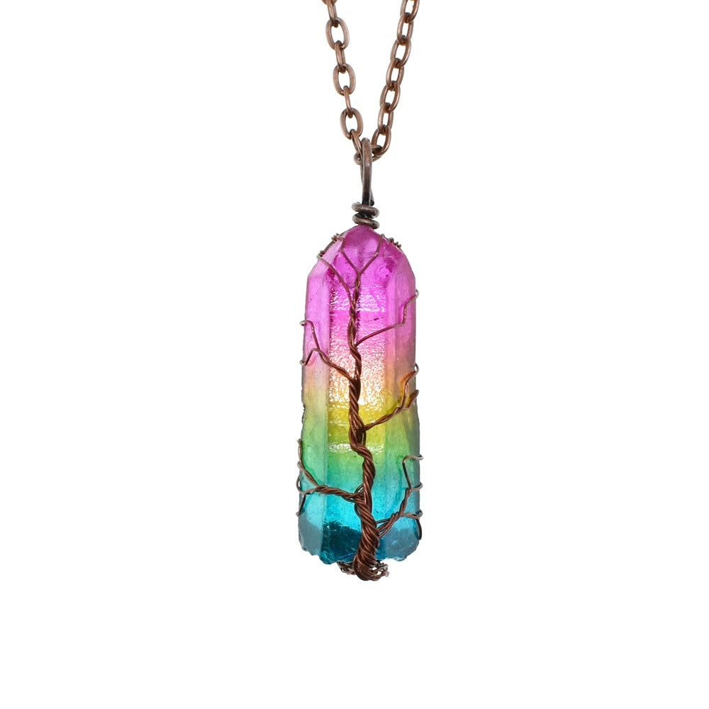 Tree of Life Crystal Pendant Necklace – Healing Stone Jewellery