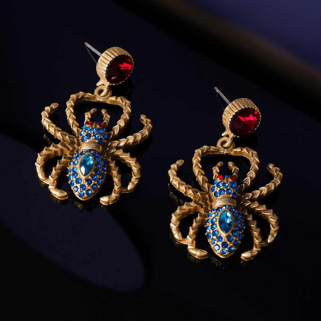 High-End Ruby Spider Earrings – Artistic & Luxury Style