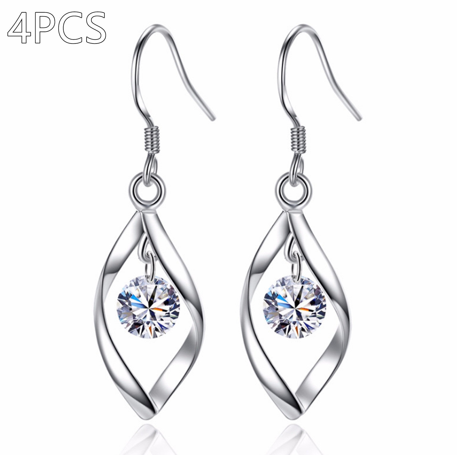 Trendy Silver Earrings with Zircon Accent – Lightweight & Stylish