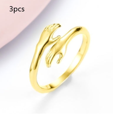 Unisex Hands Hug Ring – Adjustable Everyday Jewellery