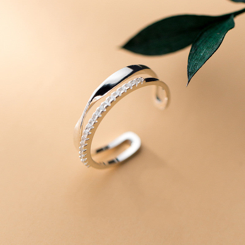 Double-Row Twisted Drill Ring – Adjustable Hand Jewelry
