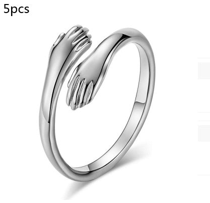 Unisex Hands Hug Ring – Adjustable Everyday Jewellery