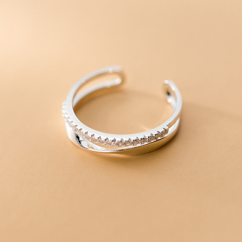 Double-Row Twisted Drill Ring – Adjustable Hand Jewelry