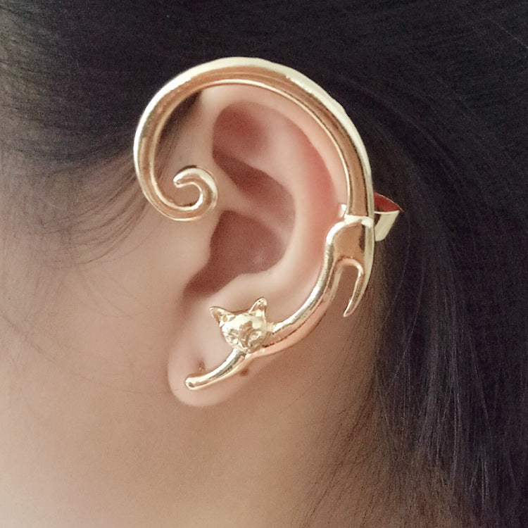Single Cat Stud Earring – Rock Style Ear Cuff Accessory