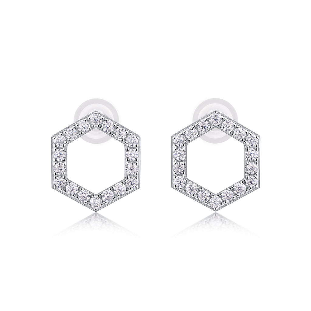 Chic Moissanite Stud Earrings – S925 Silver with Platinum Finish
