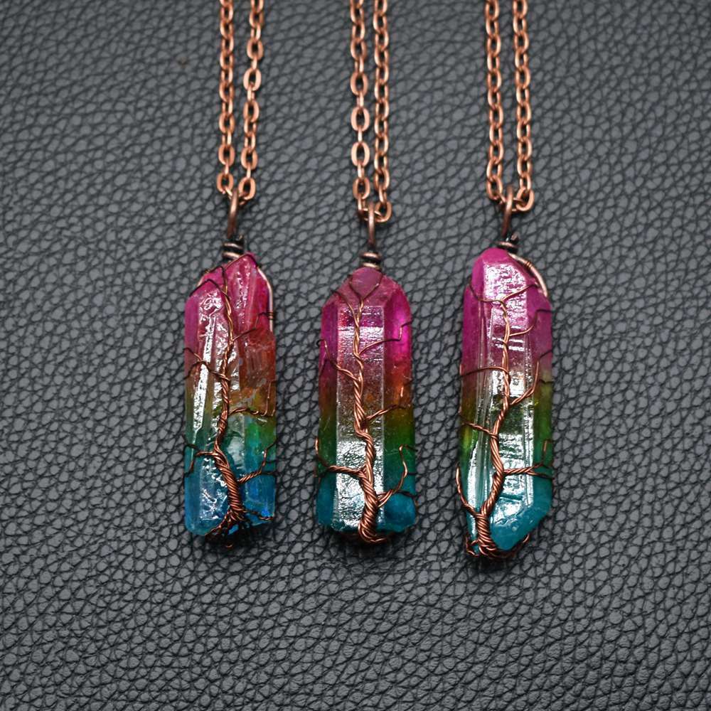 Tree of Life Crystal Pendant Necklace – Healing Stone Jewellery