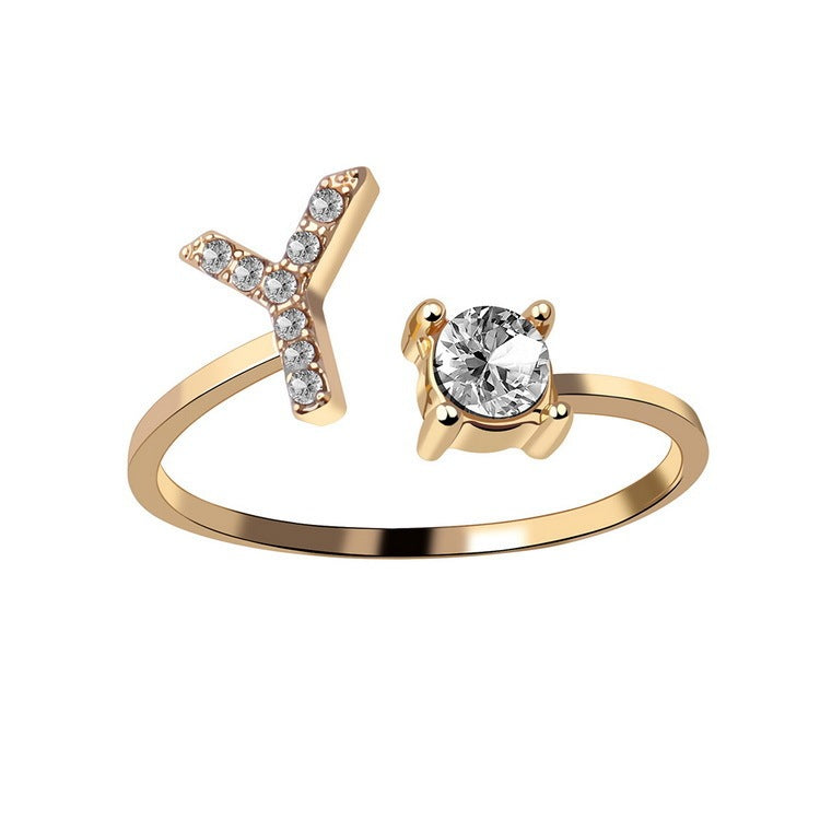 Trendy Alphabet Ring – Personalized Adjustable Jewelry