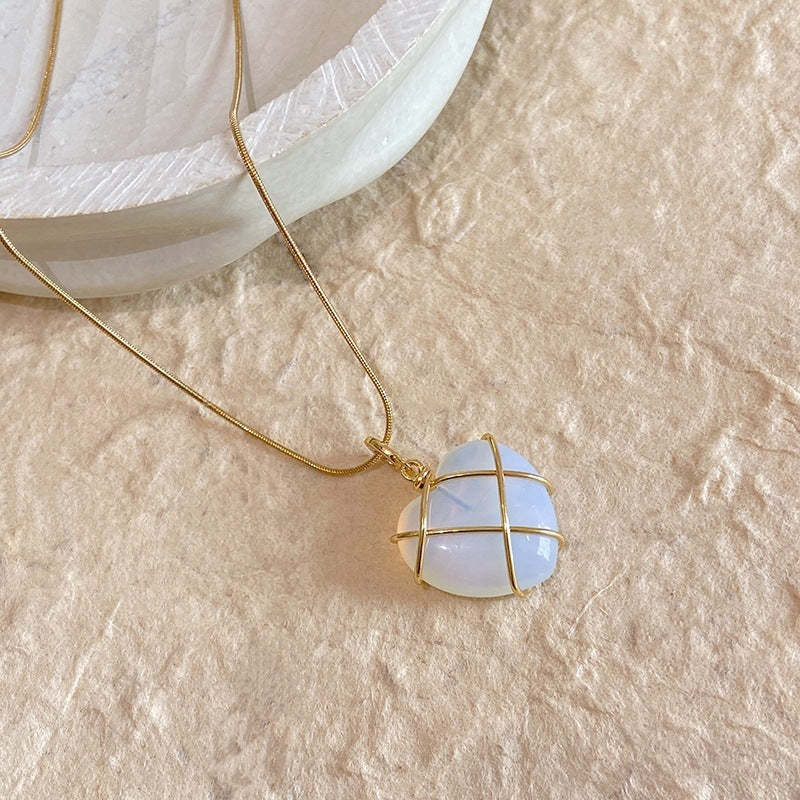 Fashion Girl’s Moonstone Necklace – Cartoon Love Pendant