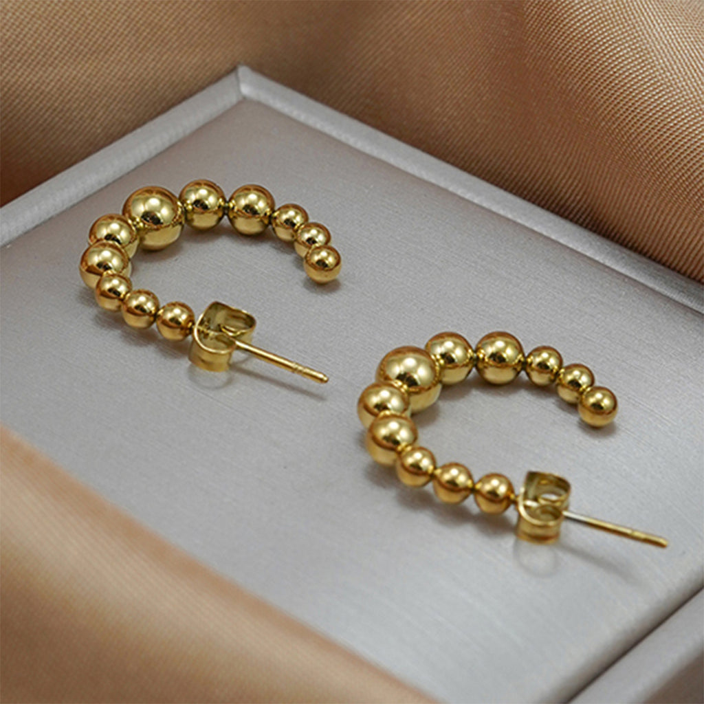 Laxly Golden Jewellery Set – Crescent Pendant Necklace & Earrings, Minimalist Elegant Accessories