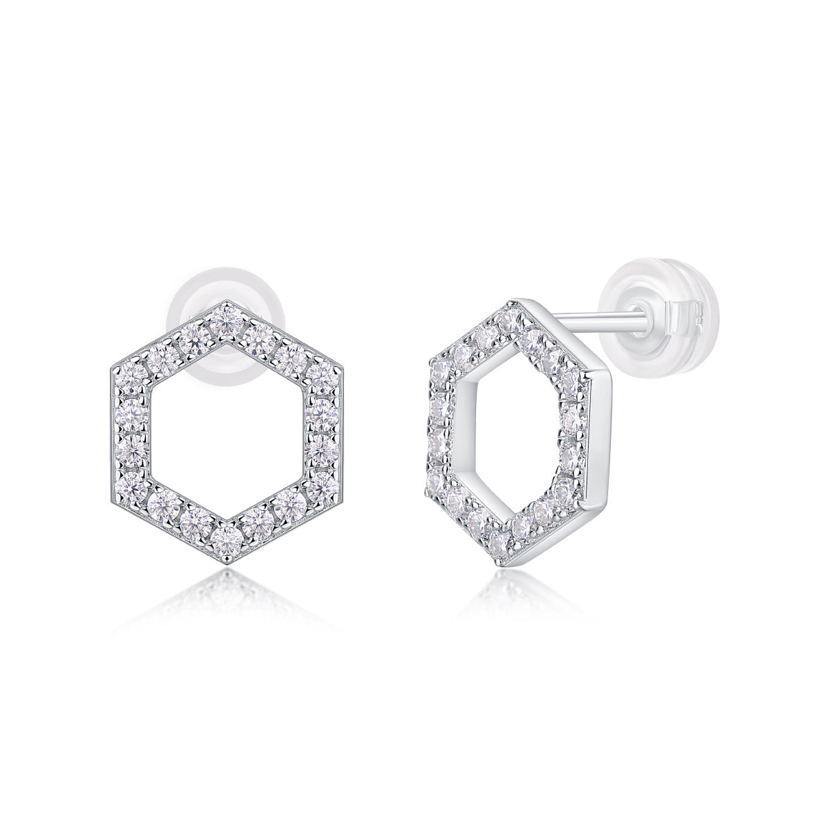 Chic Moissanite Stud Earrings – S925 Silver with Platinum Finish