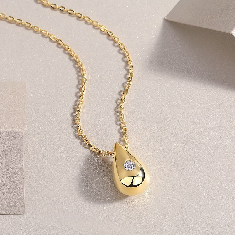 1-Carat Moissanite Sterling Silver Necklace & Pendant Set – Dreamy Water Drop Design