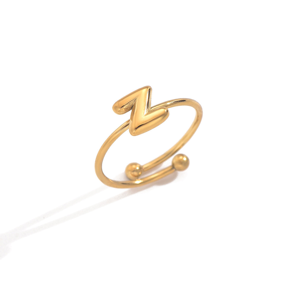 ✨ Laxly 18K Gold-Plated Stainless Steel Initial Ring for Women – Adjustable Minimalist A-Z Letters