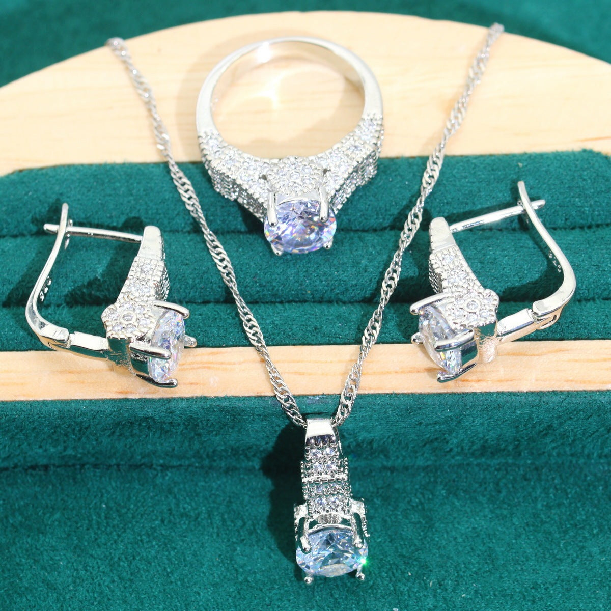 Wedding Zircon Chain Jewelry Set – 4 Pieces