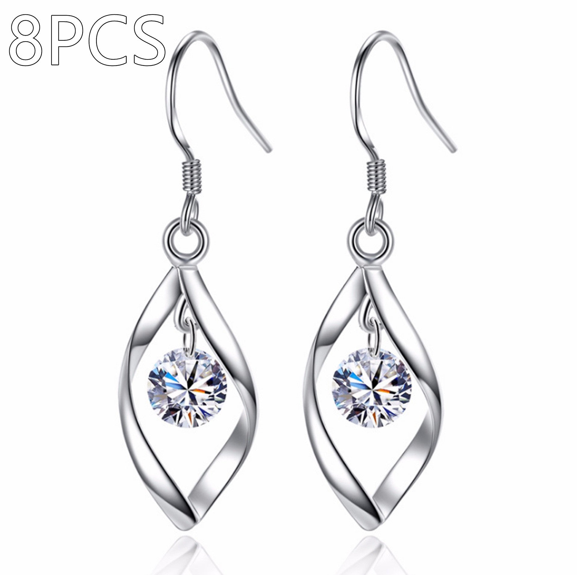 Trendy Silver Earrings with Zircon Accent – Lightweight & Stylish