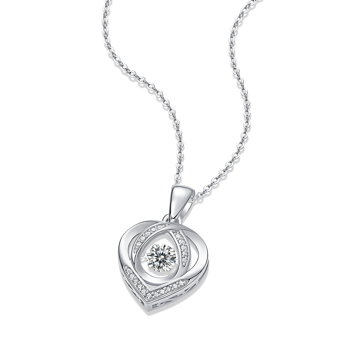 ✨ “With You In My Heart” – Moissanite S925 Sterling Silver Pendant Necklace Set with Platinum Plating